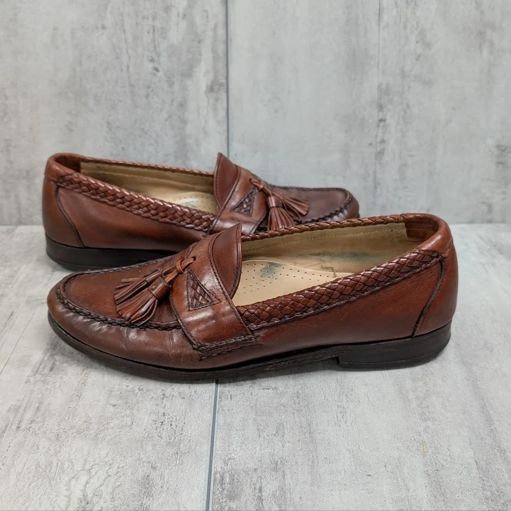 Allen Edmunds Maxfield Brown Moc Toe Tassel Mens Loafer Shoe Size 9.5 D